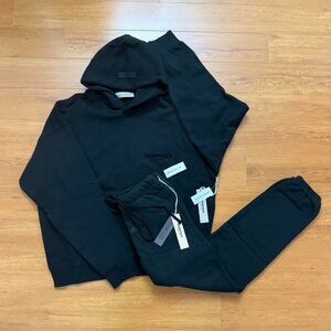 Fear of God Essentials Black Hoodie and Sweatpants Set